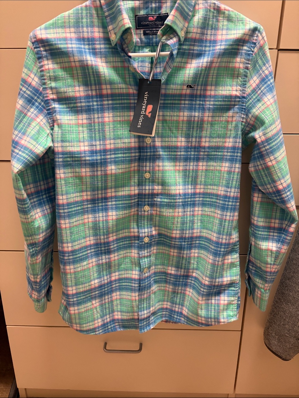NWT Vineyard Vines Whale Shirt Sandspar Plaid Bahama Breeze Size L (16)